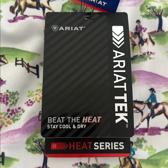 NWT-Ariat Kids Equestrian Print Sunstopper with SPF Protection- 10034995-L/12 - Picture 4 of 6